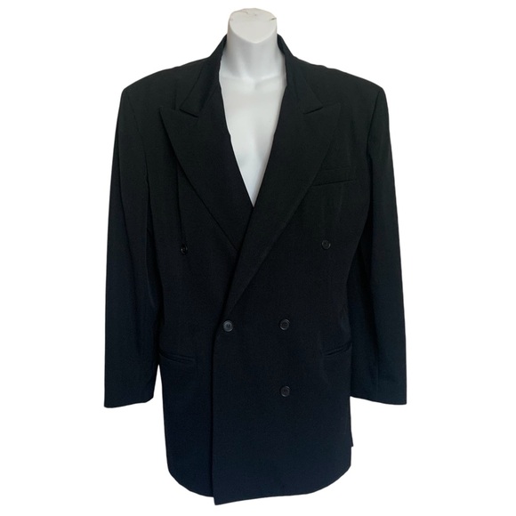 Omo Norma Kamali Wool Double Breasted Long Peacoat Blazer Size 10 - Picture 2 of 10